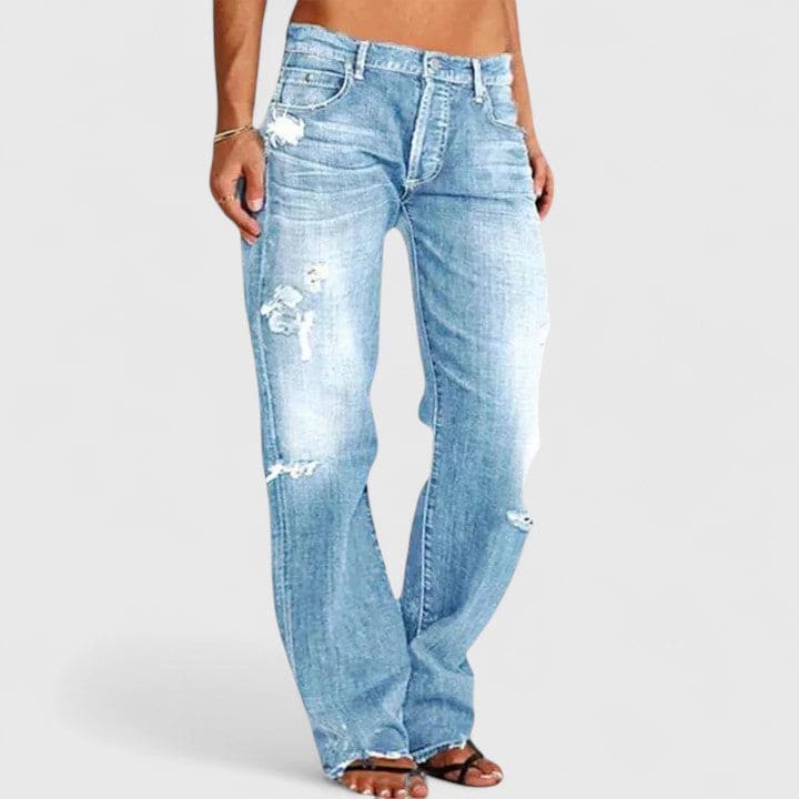 Mette | Elegante Jeans Med Slidt Look Og Lav Talje