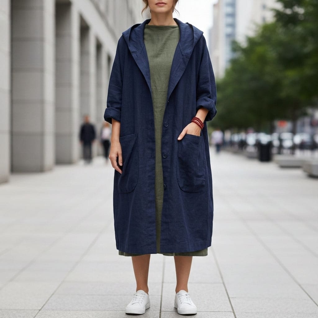 Inge | Oversize Vindjakke Med Hætte I Lang Loose Fit Silhuet