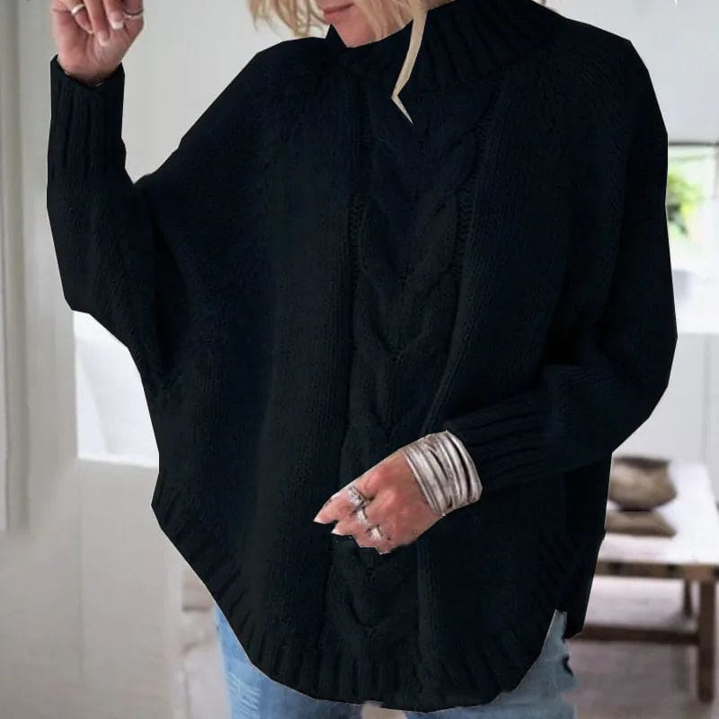 Cecilie | Strikket Pullover Med Snoninger Og Høj Hals