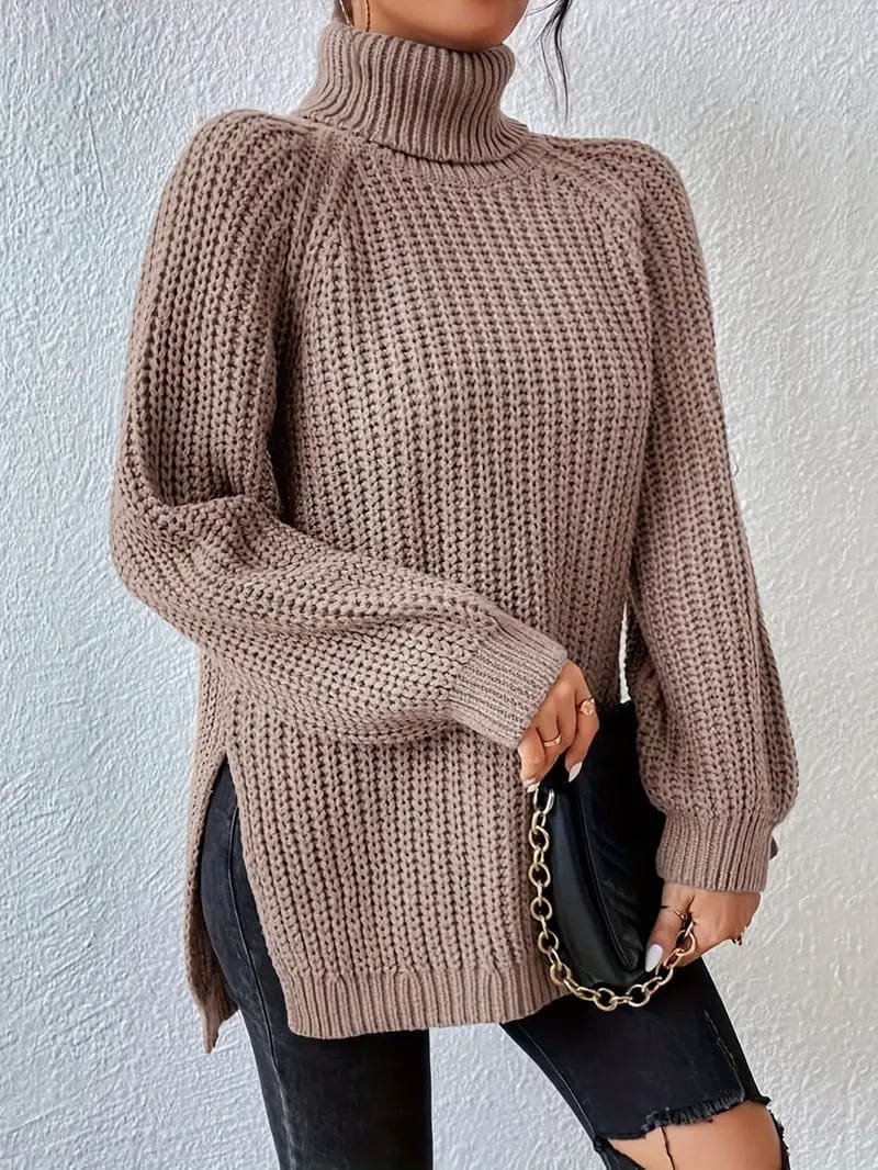 Vera | Strikket Turtleneck Sweater med Oversize Pasform og Textureret Mønster