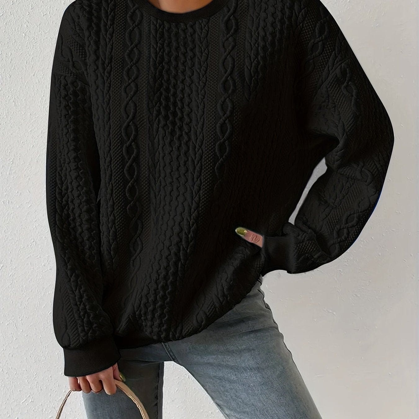 Marianne | sweatshirt med kabelstriksmønster og afslappet pasform