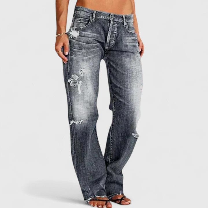 Mette | Elegante Jeans Med Slidt Look Og Lav Talje