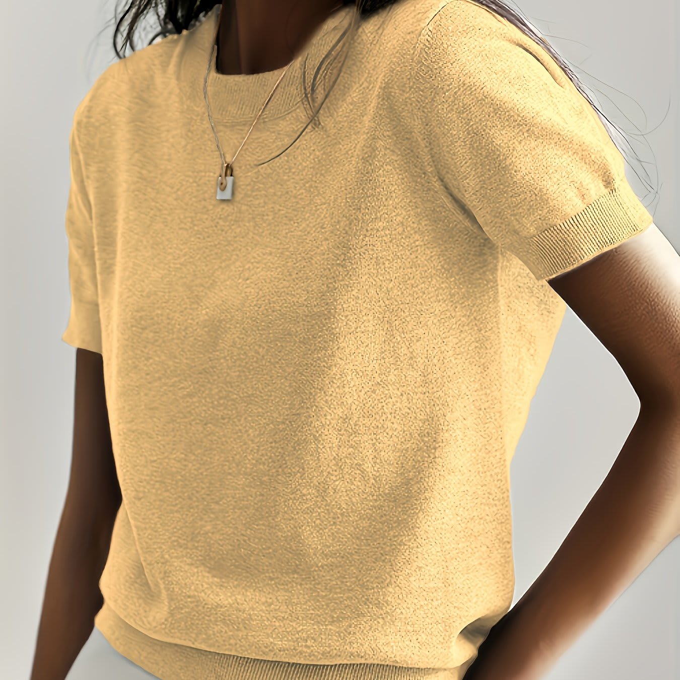 Molly | fintstrikket kortærmet sweater med afslappet pasform