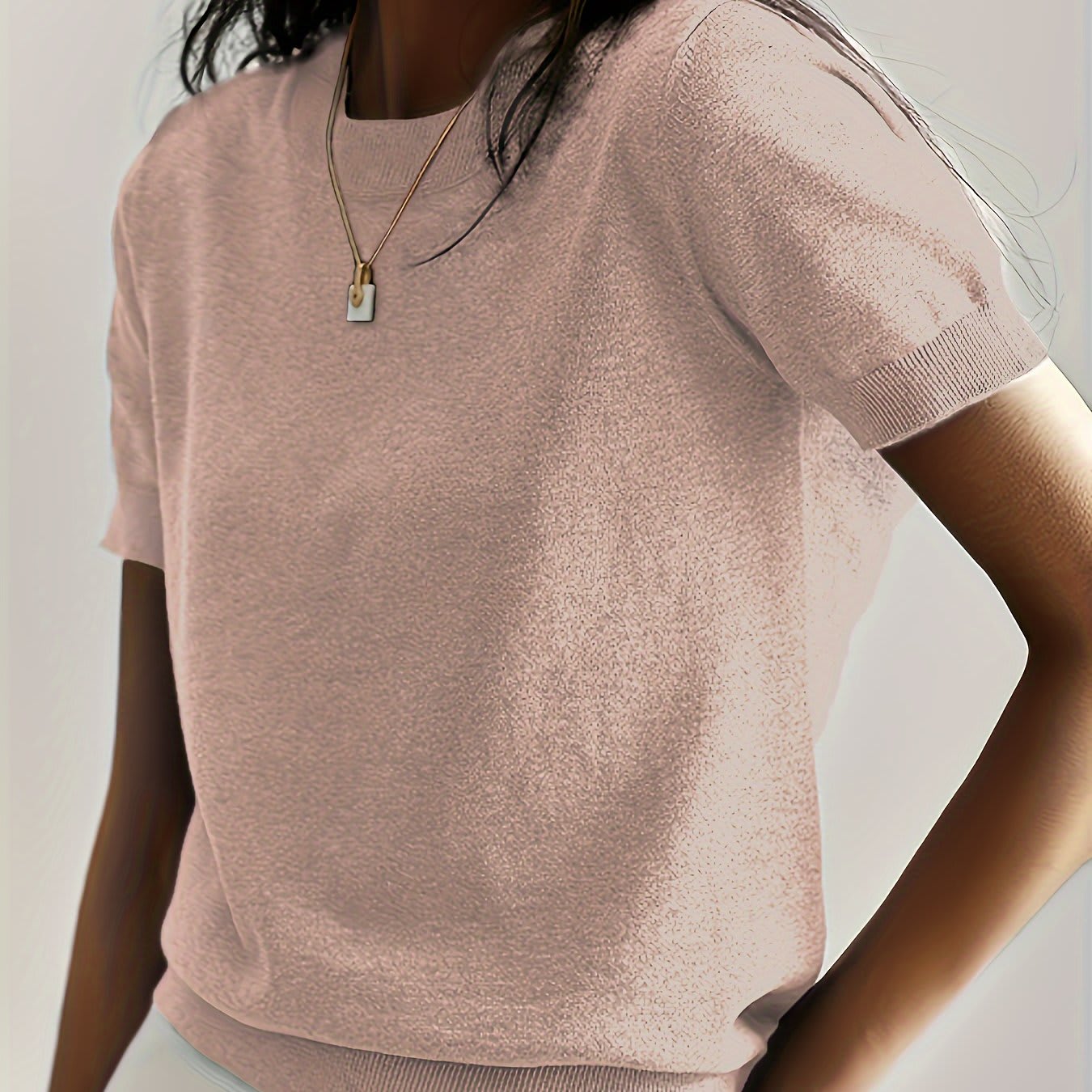 Molly | fintstrikket kortærmet sweater med afslappet pasform