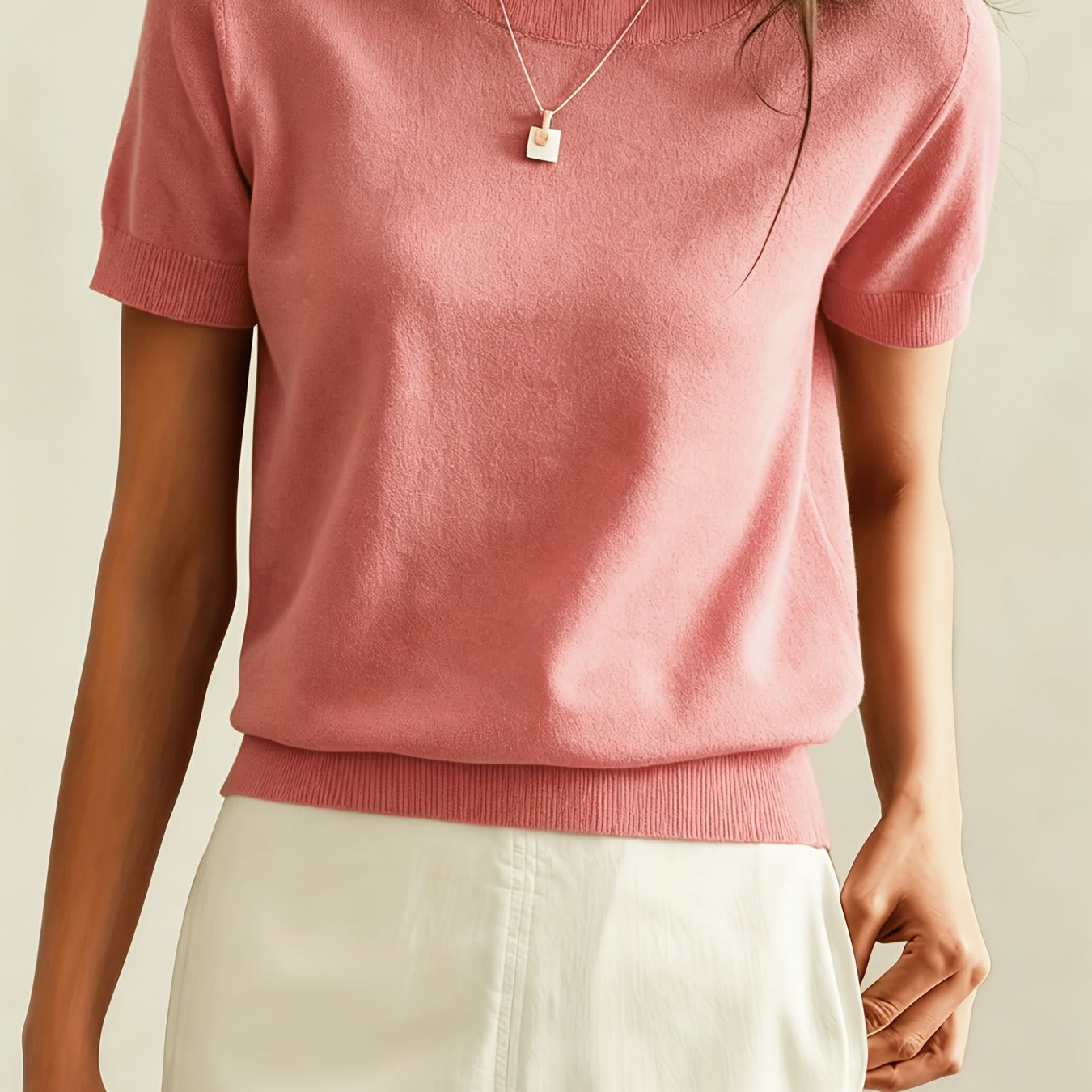 Molly | fintstrikket kortærmet sweater med afslappet pasform