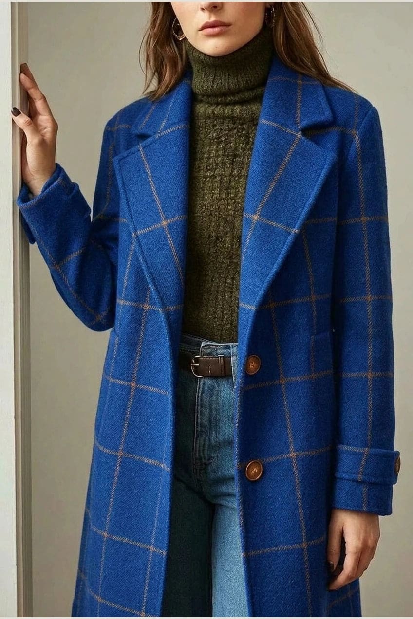 Ternet frakke med reversslag, knaplukning fortil, lommer i hoftehøjde og manchetter med knap, styles med jeans og støvler._20