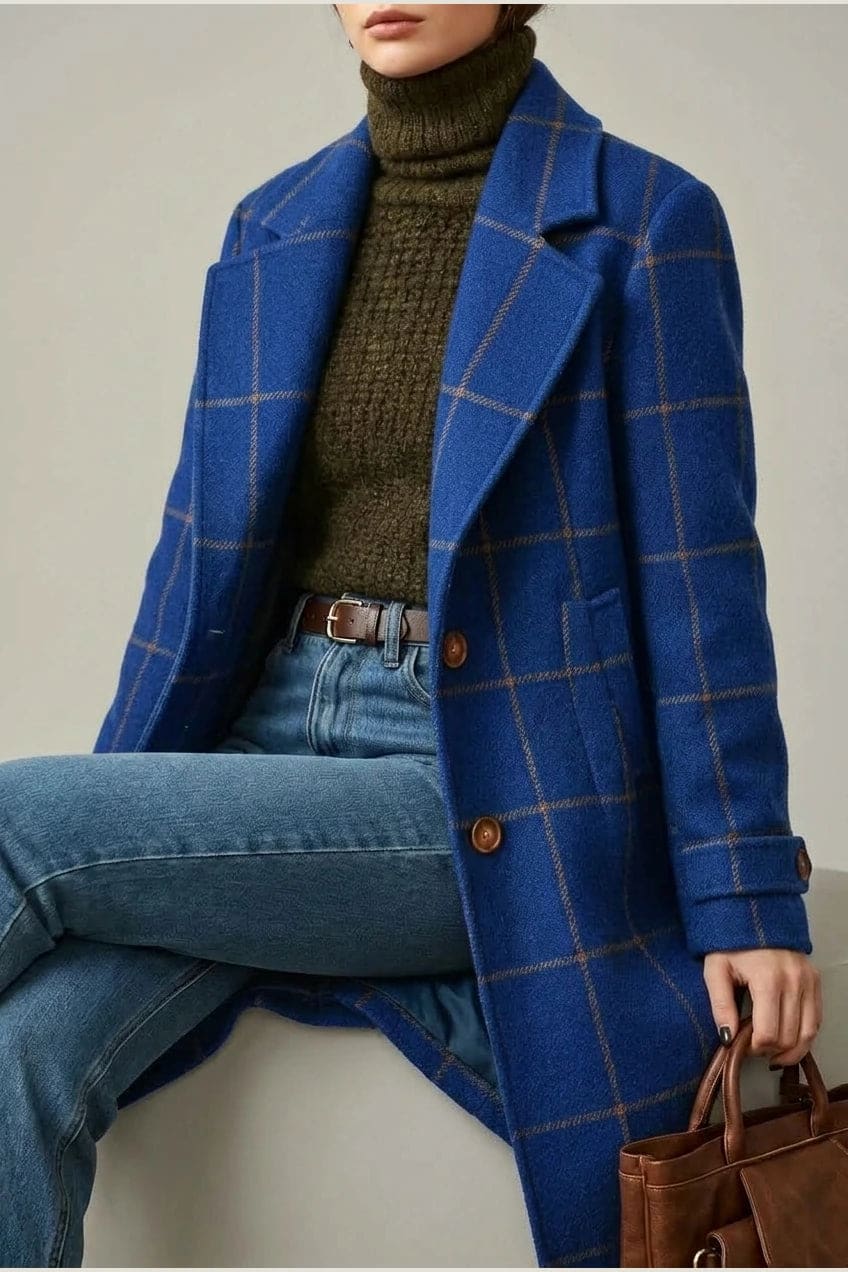 Ternet frakke med reversslag, knaplukning fortil, lommer i hoftehøjde og manchetter med knap, styles med jeans og støvler._30