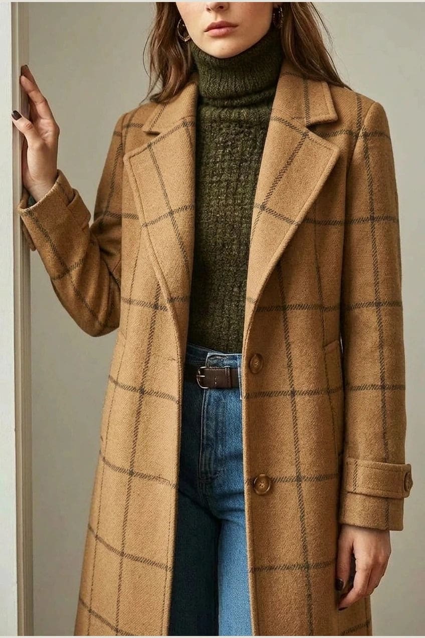 Ternet frakke med reversslag, knaplukning fortil, lommer i hoftehøjde og manchetter med knap, styles med jeans og støvler._37