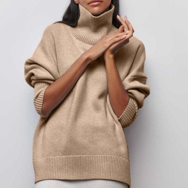 Nora | Kortærmet Sweater Med Høj Hals Og Oversize Pasform
