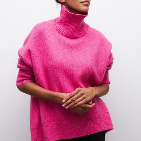 Nora | Kortærmet Sweater Med Høj Hals Og Oversize Pasform