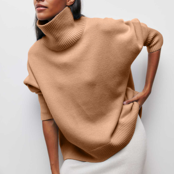 Nora | Kortærmet Sweater Med Høj Hals Og Oversize Pasform