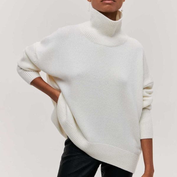 Nora | Kortærmet Sweater Med Høj Hals Og Oversize Pasform