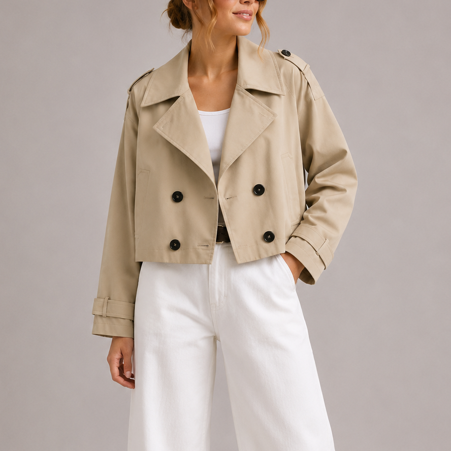Mathilde | kortet trenchcoat i klassisk snit med oversize revers