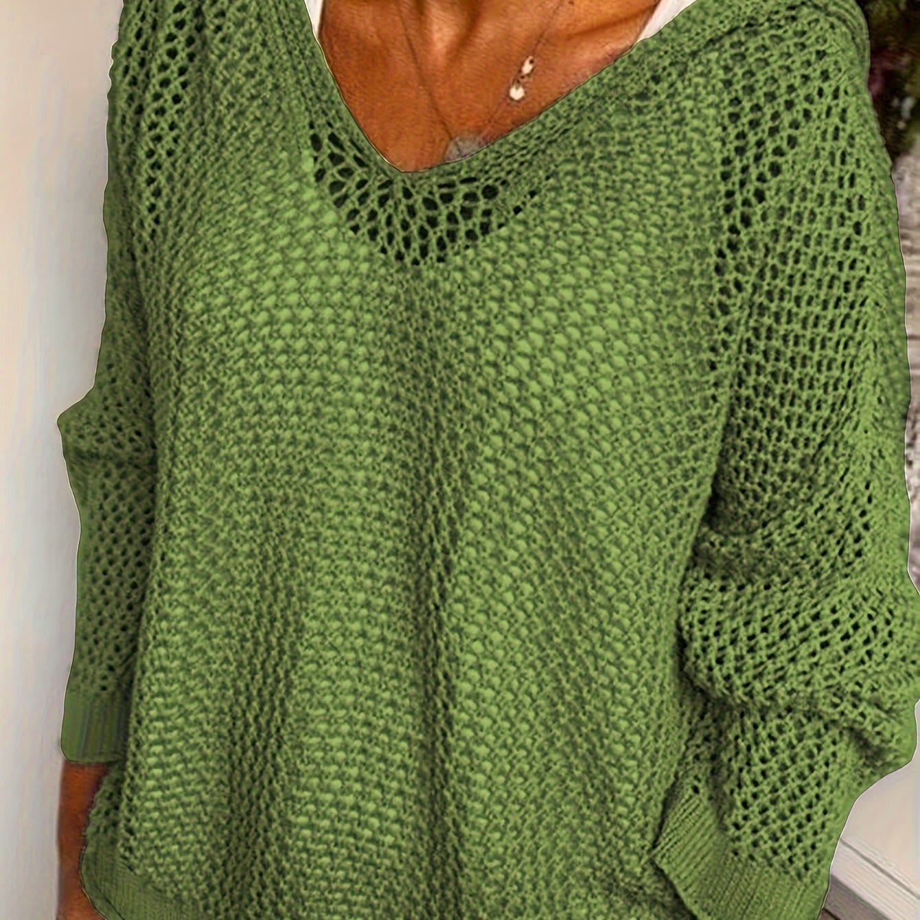 Karla | løst striksweater med åben struktur og hætte til hverdagen