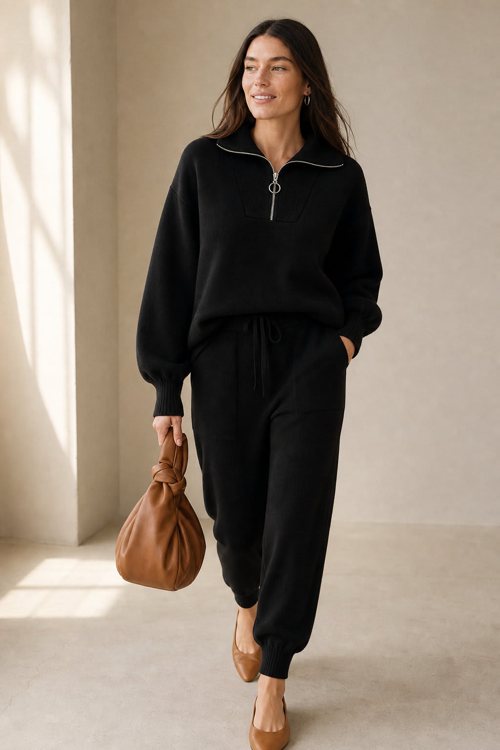 Sofie | loungewear-sæt med sweatshirt og joggingbukser i blød strik