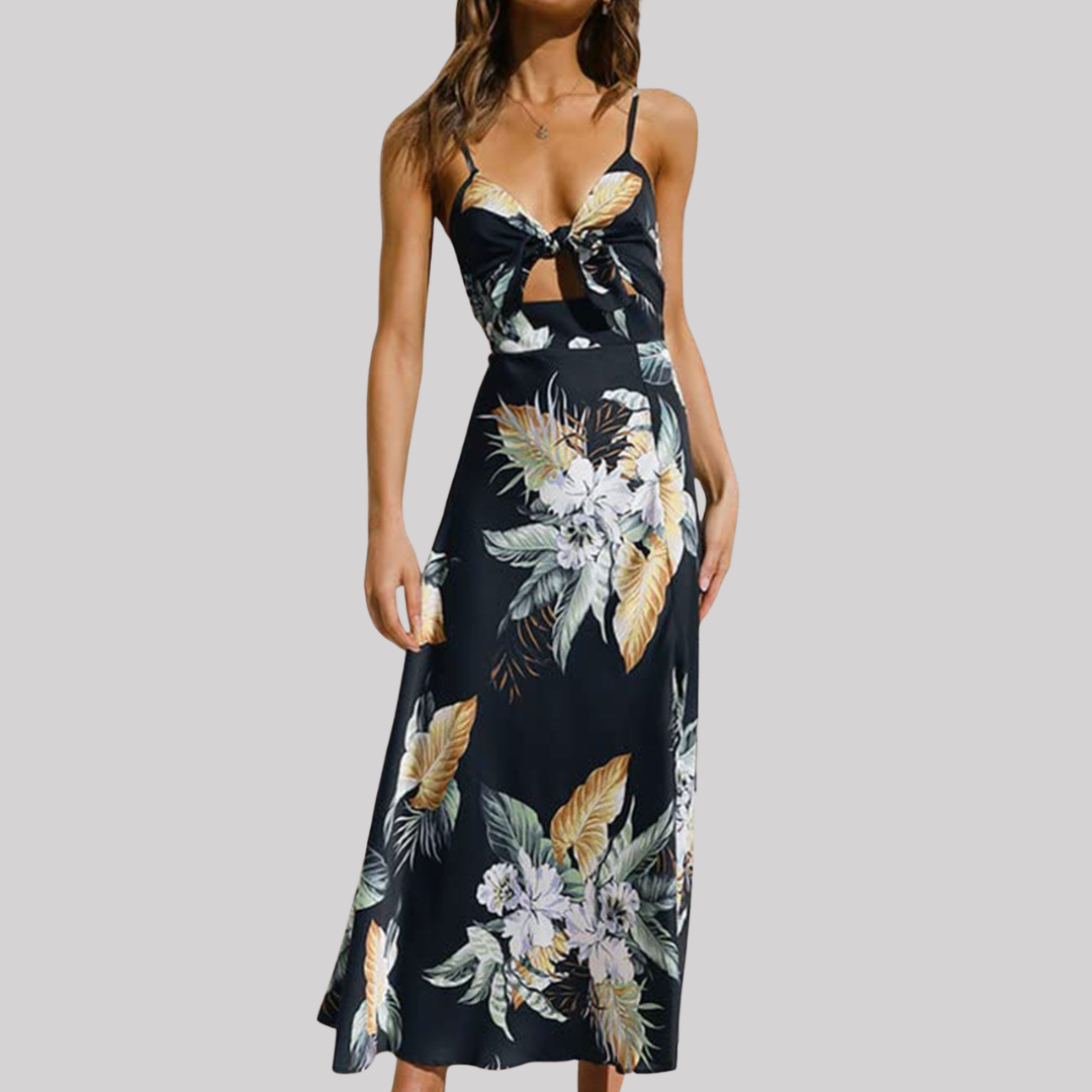Charlotte | Maxikjole Med Blomsterprint Og Smalle Stropper Til Brudekjole Anledninger