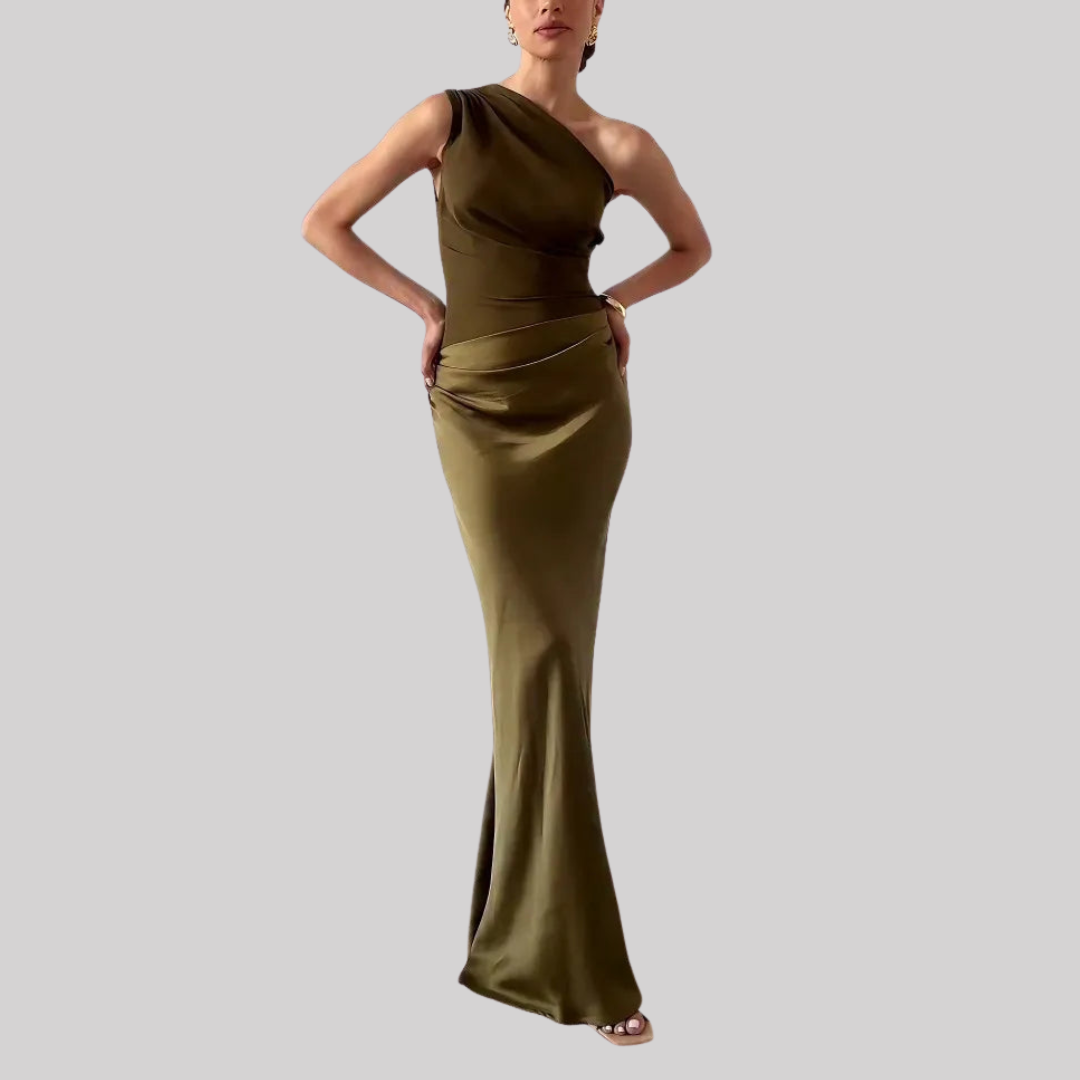 Alma | One-Shoulder Maxikjole Med Drapering Og Elegant Silhuet Til Brudekjole