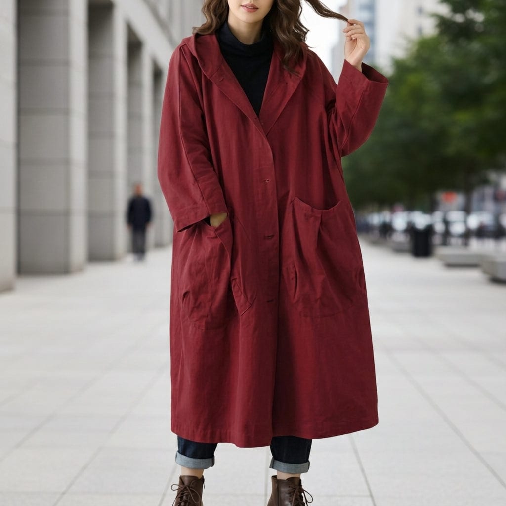Inge | Oversize Vindjakke Med Hætte I Lang Loose Fit Silhuet