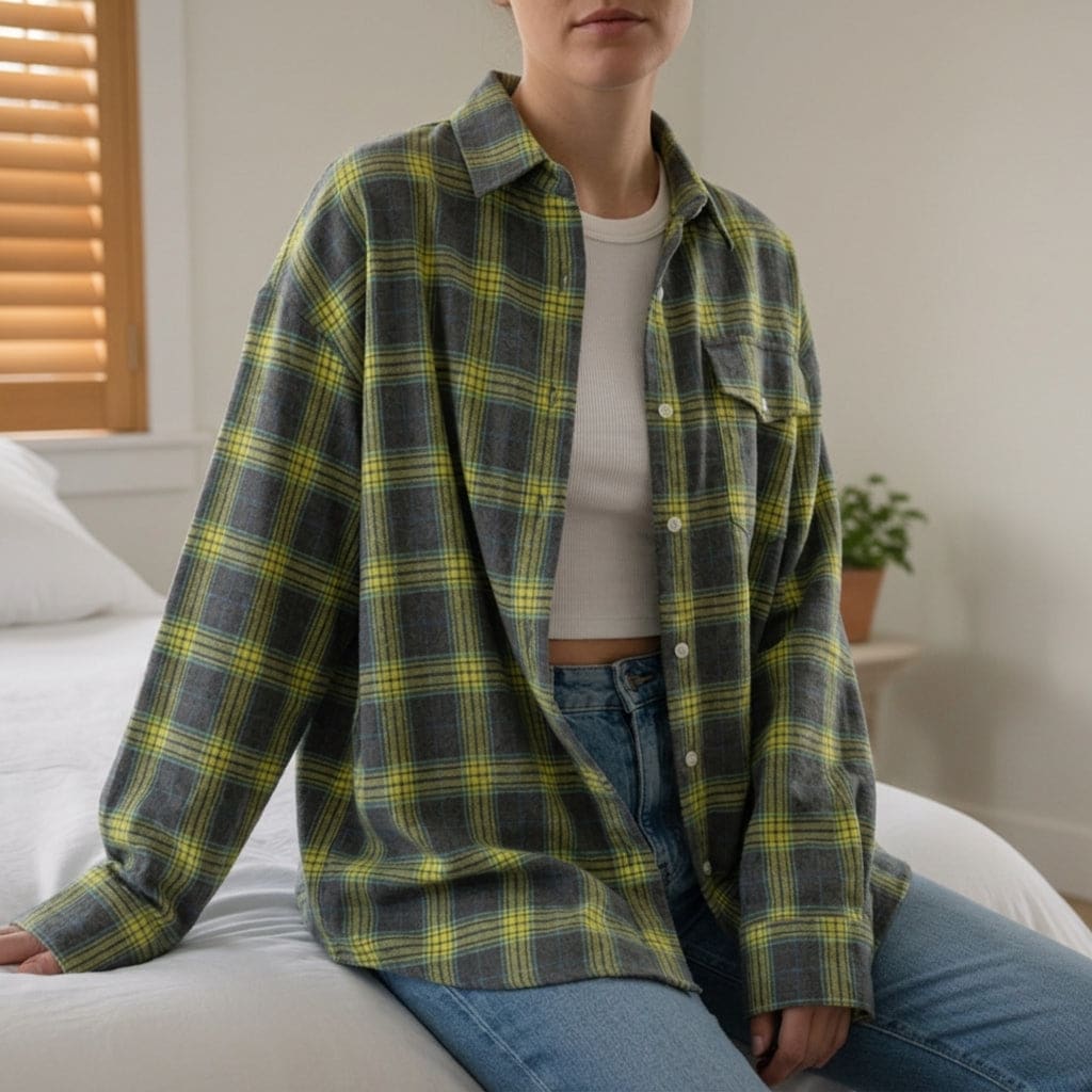 Jonna | Oversized Skjorte i Ternmønster med Klassisk Pasform