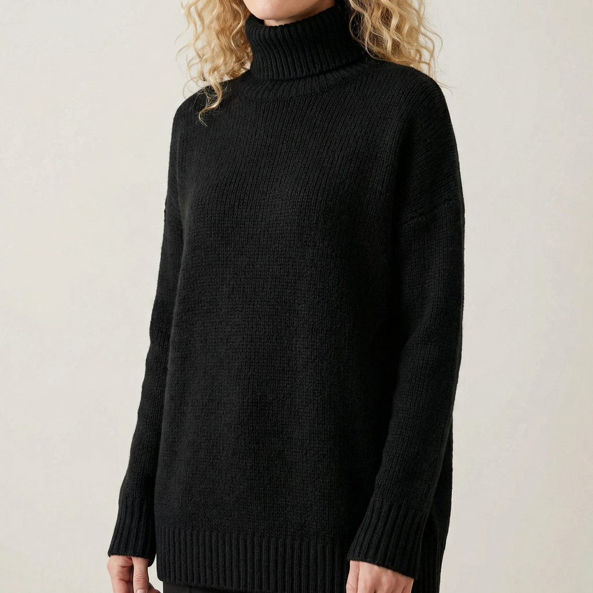 Majken | Oversized Strik Sweater Med Høj Hals Og Afslappet Pasform