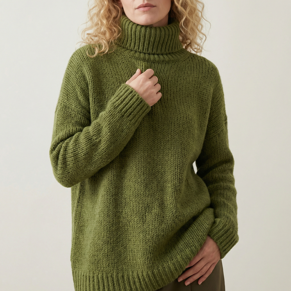 Majken | Oversized Strik Sweater Med Høj Hals Og Afslappet Pasform