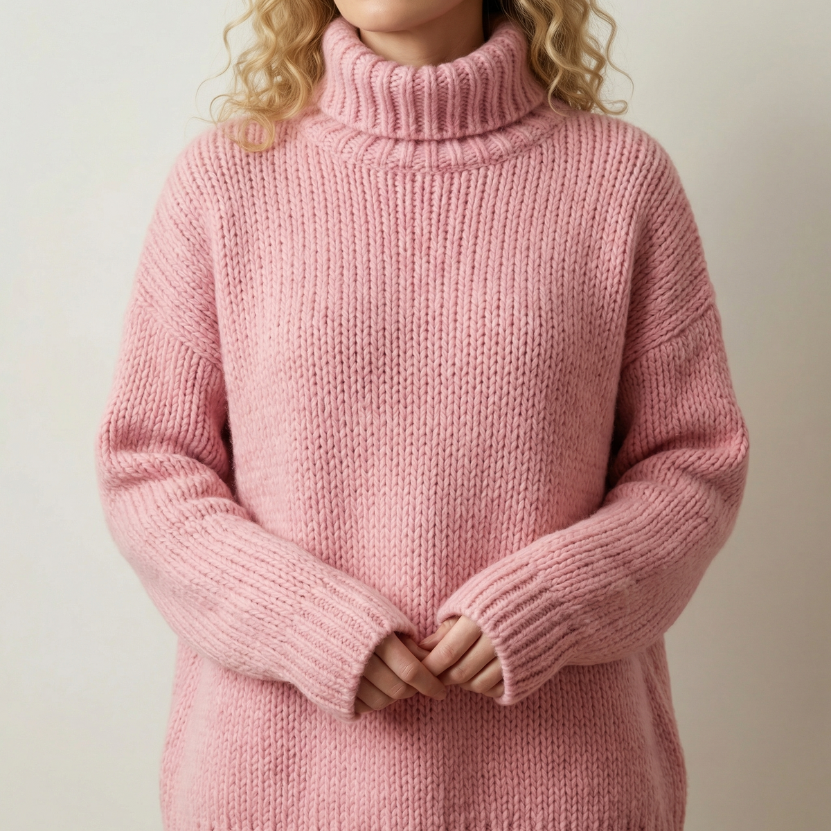 Majken | Oversized Strik Sweater Med Høj Hals Og Afslappet Pasform