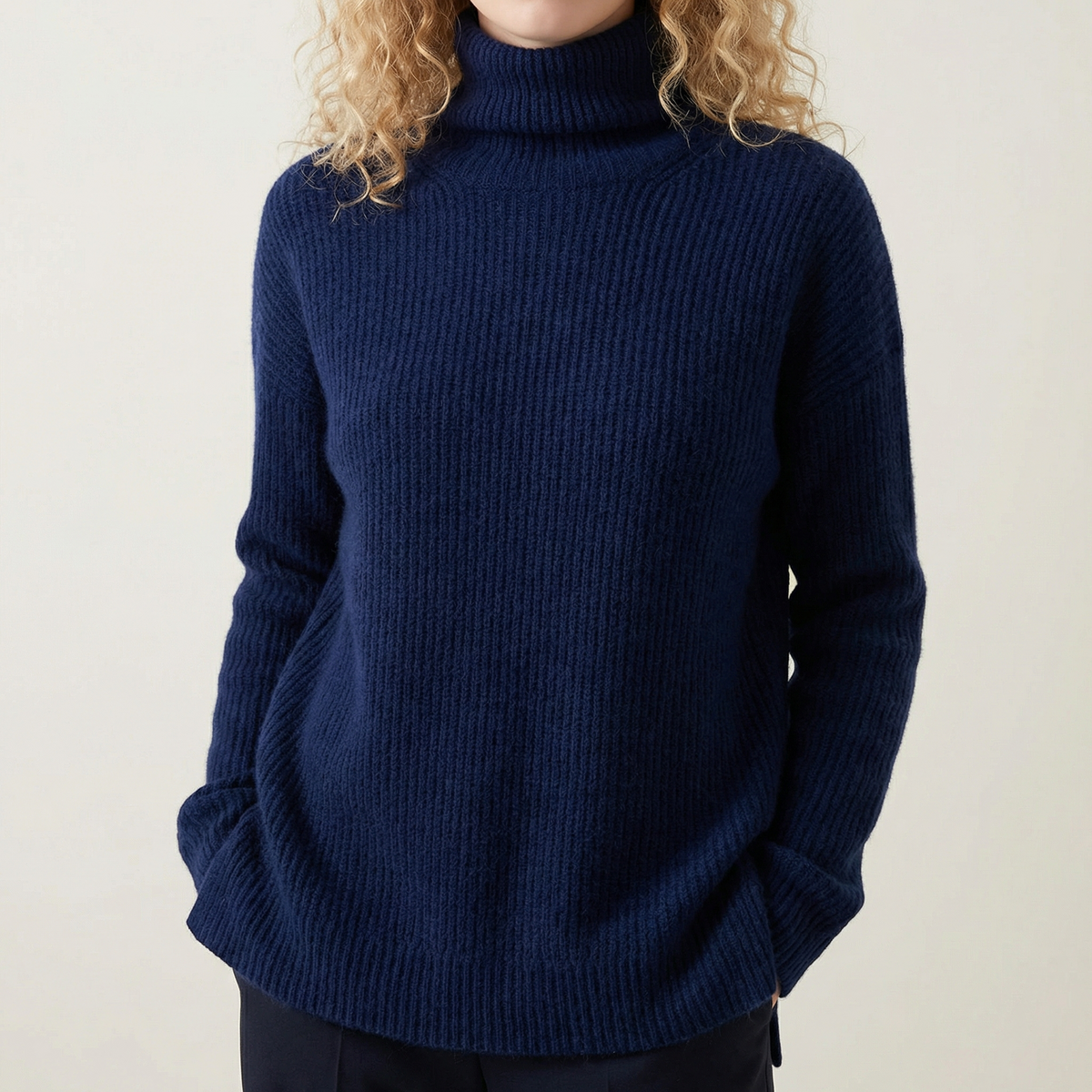 Majken | Oversized Strik Sweater Med Høj Hals Og Afslappet Pasform