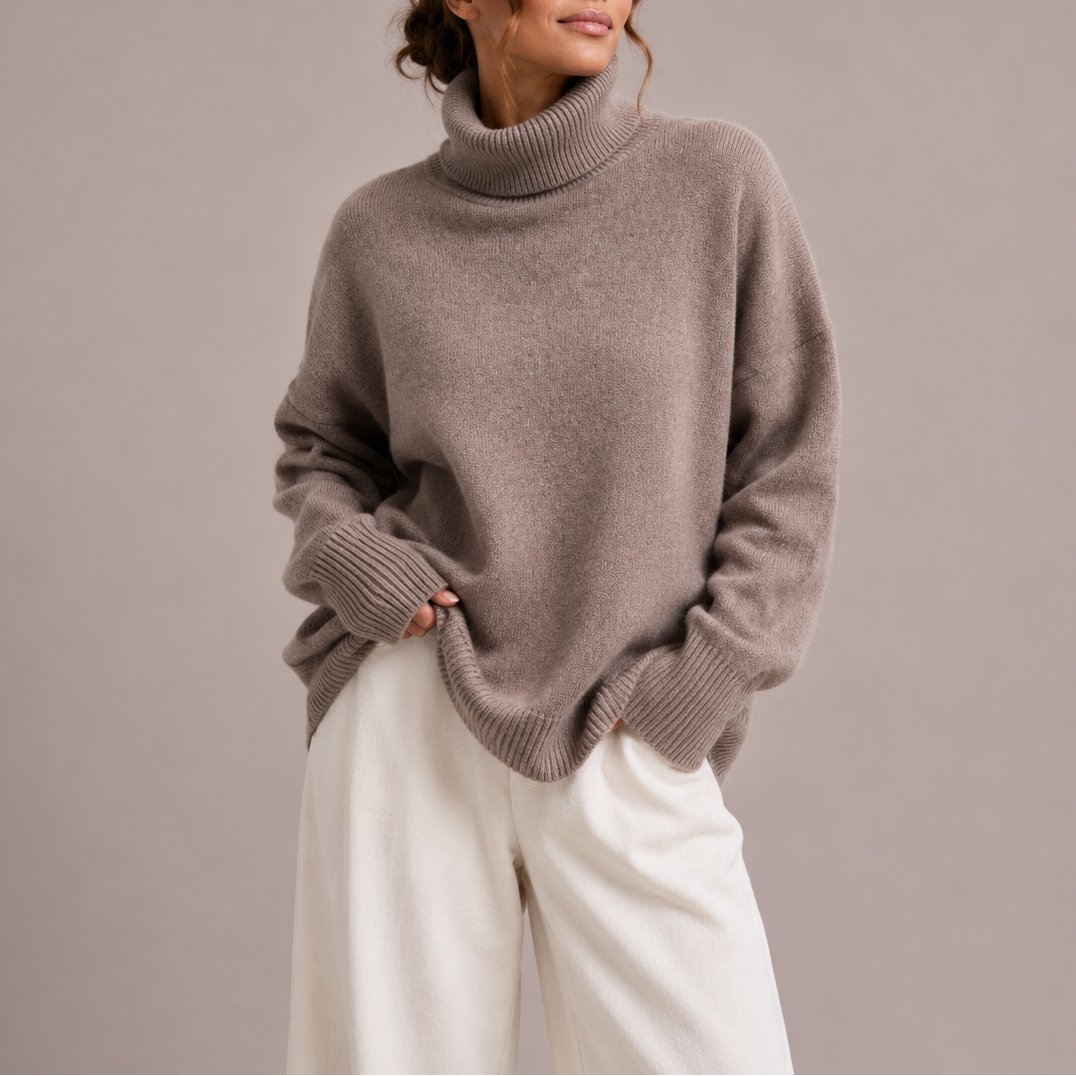 Alberte | oversized trøje med rullekrave i afslappet pasform
