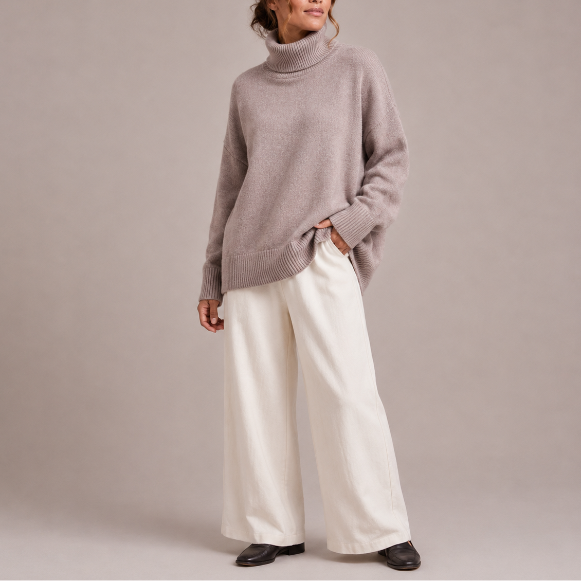 Alberte | oversized trøje med rullekrave i afslappet pasform