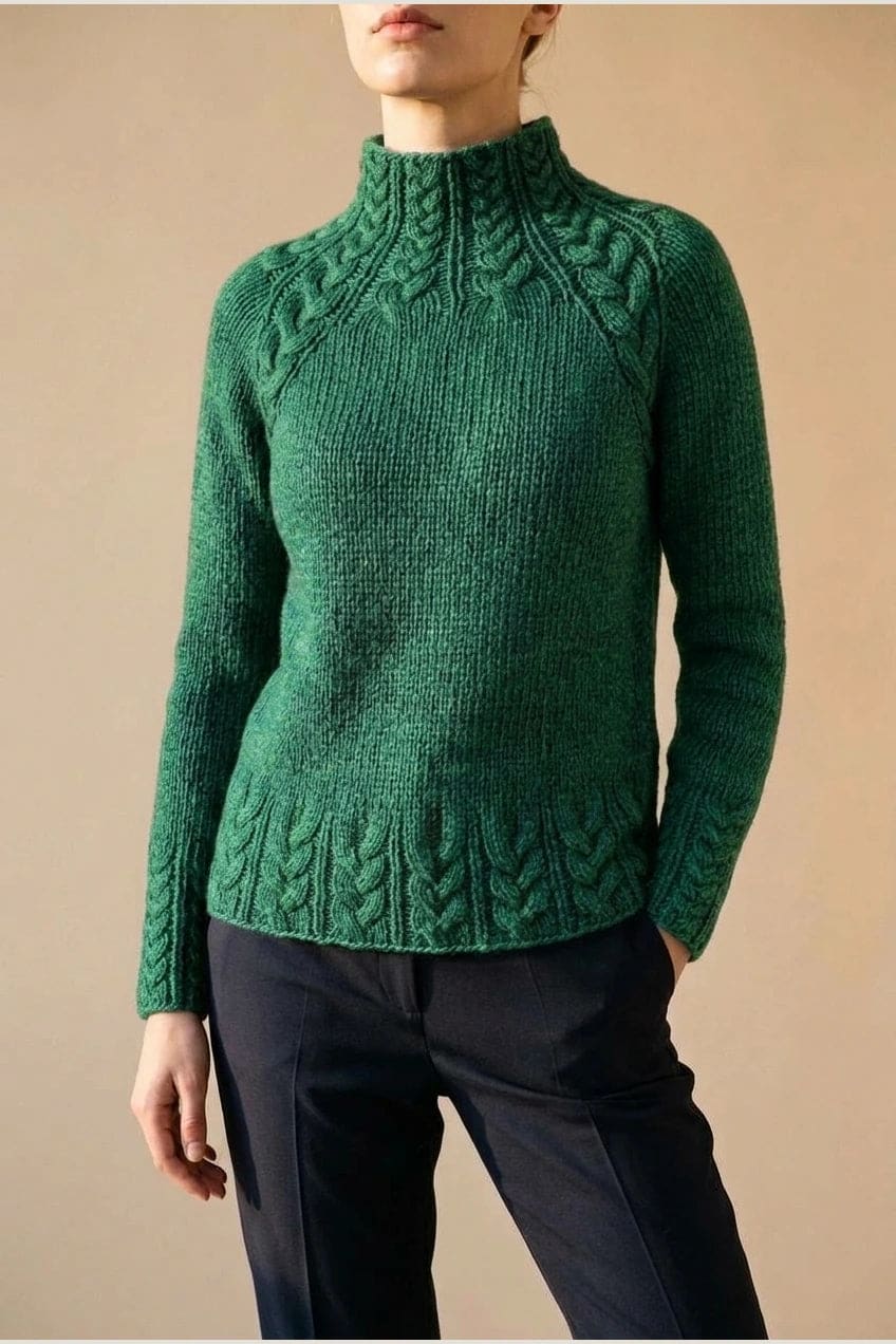 Nadia | Strikket sweater med høj hals og snoninger