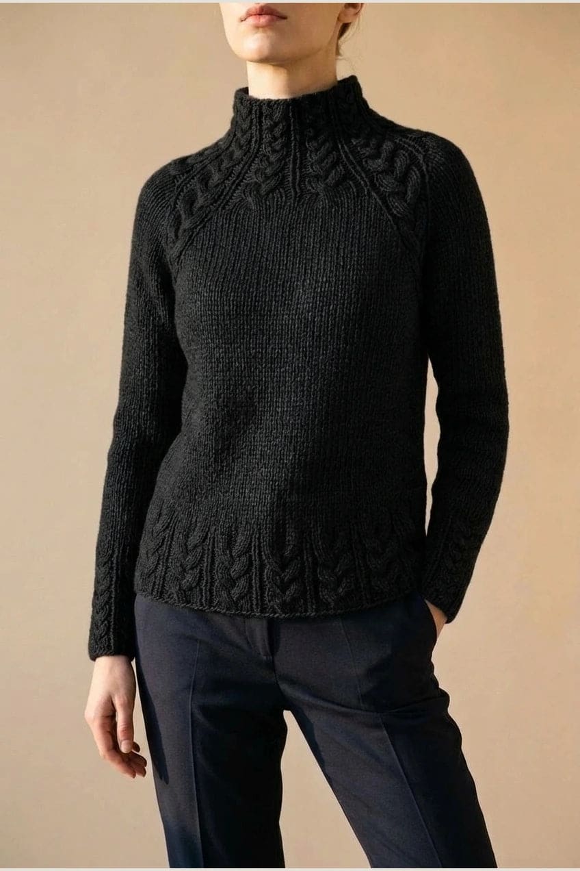 Nadia | Strikket sweater med høj hals og snoninger