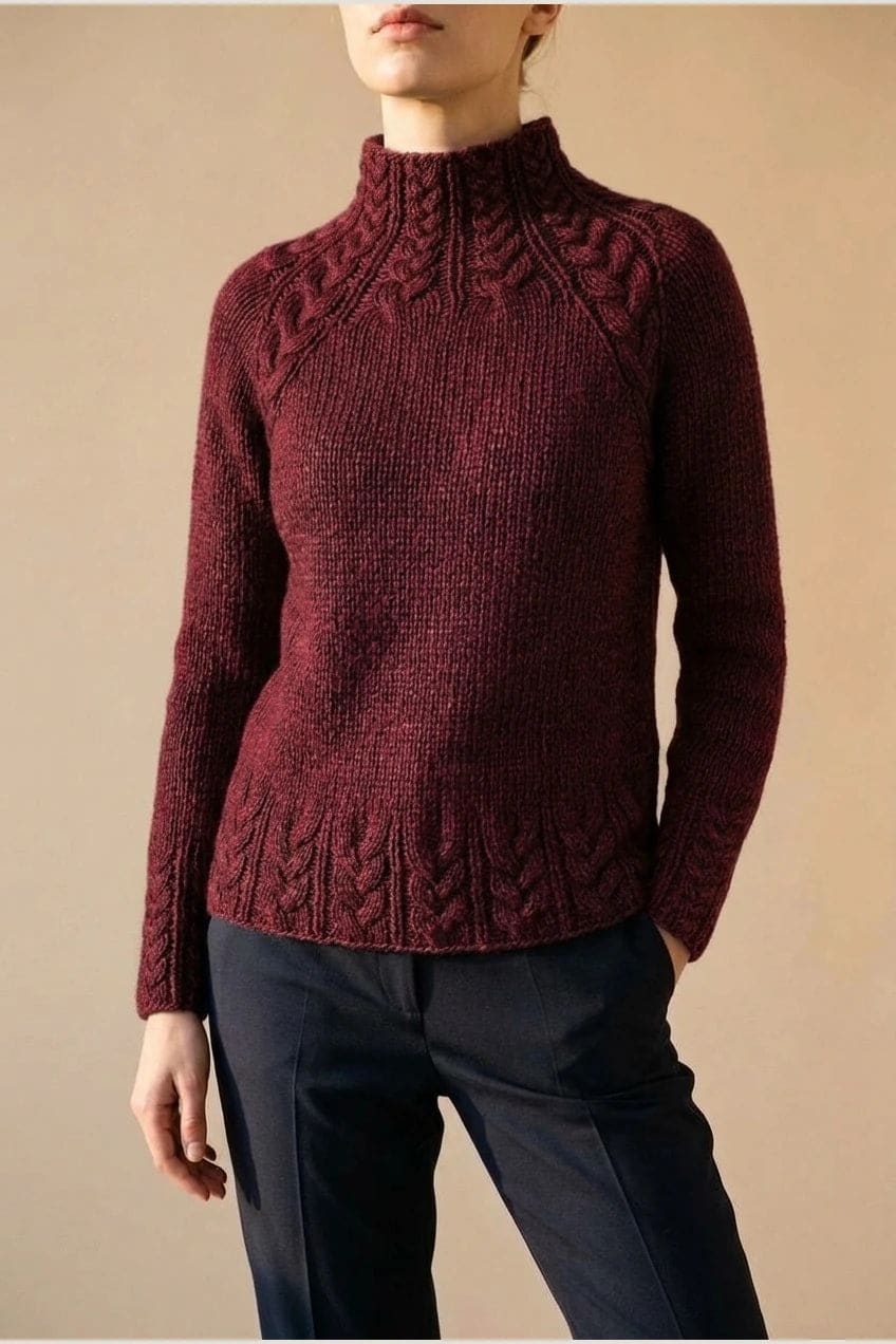 Nadia | Strikket sweater med høj hals og snoninger