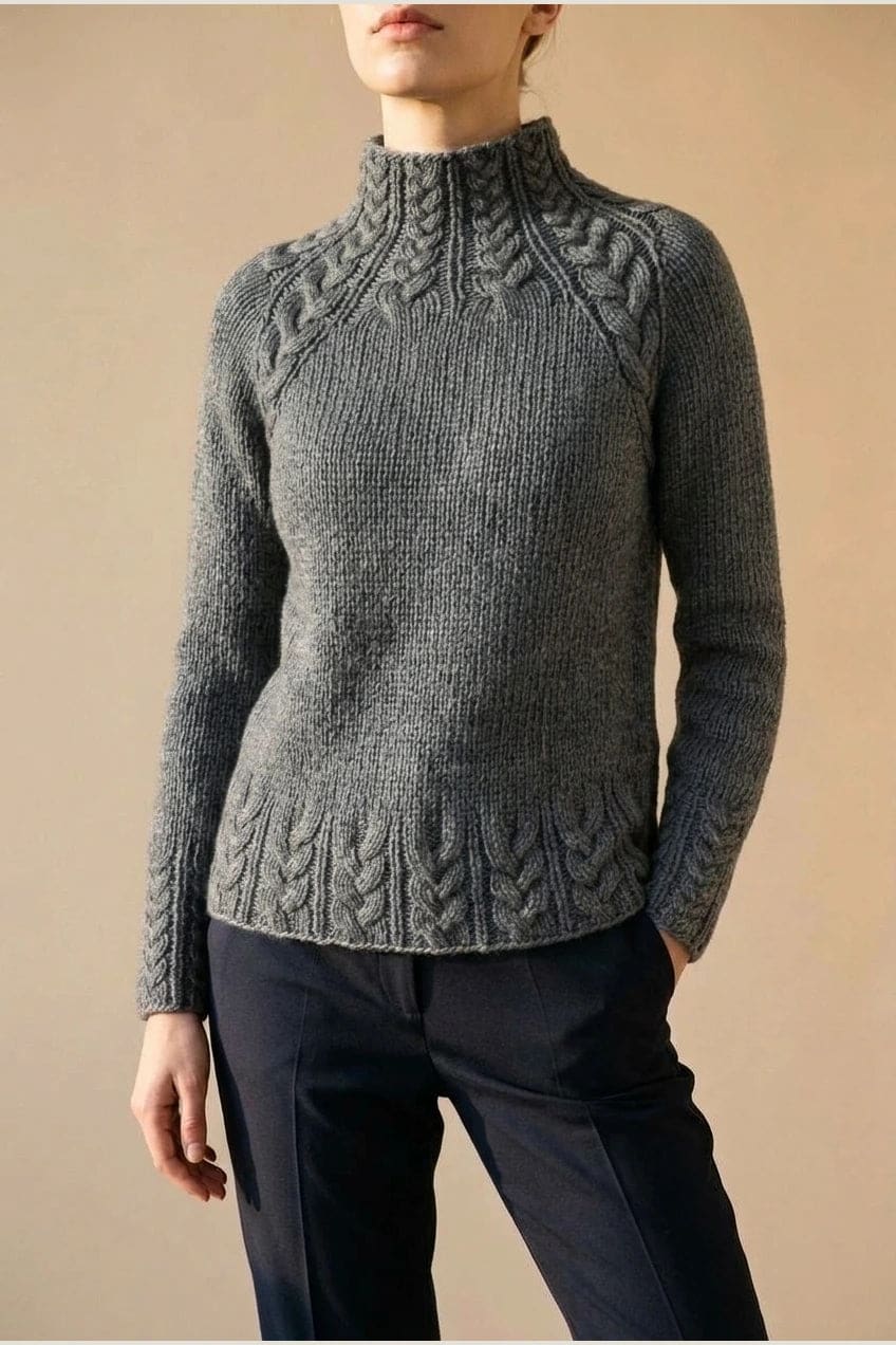 Nadia | Strikket sweater med høj hals og snoninger