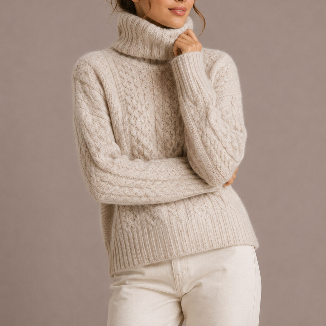 Karen | rullekrave sweater med kabelmønster til kvinder