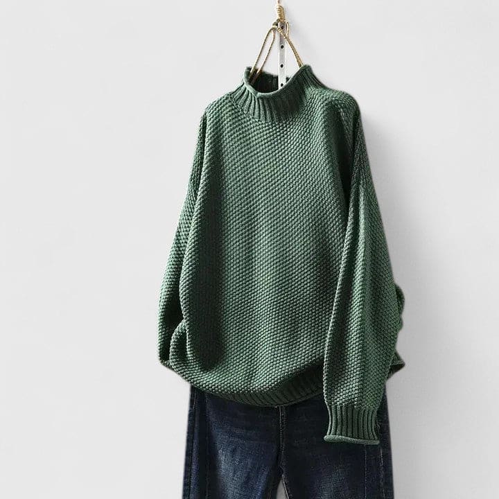 Vera | Sofistikeret Strikket Sweater Med Højhals Og Struktureret Overflade