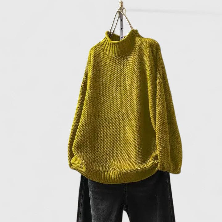 Vera | Sofistikeret Strikket Sweater Med Højhals Og Struktureret Overflade