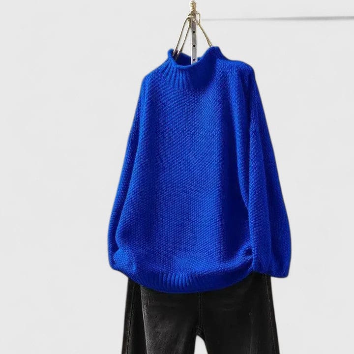 Vera | Sofistikeret Strikket Sweater Med Højhals Og Struktureret Overflade