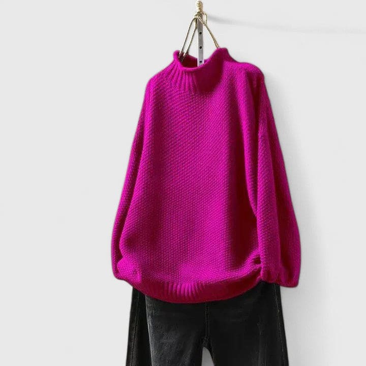 Vera | Sofistikeret Strikket Sweater Med Højhals Og Struktureret Overflade