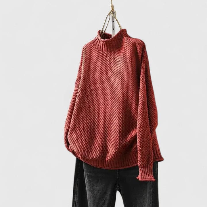 Vera | Sofistikeret Strikket Sweater Med Højhals Og Struktureret Overflade