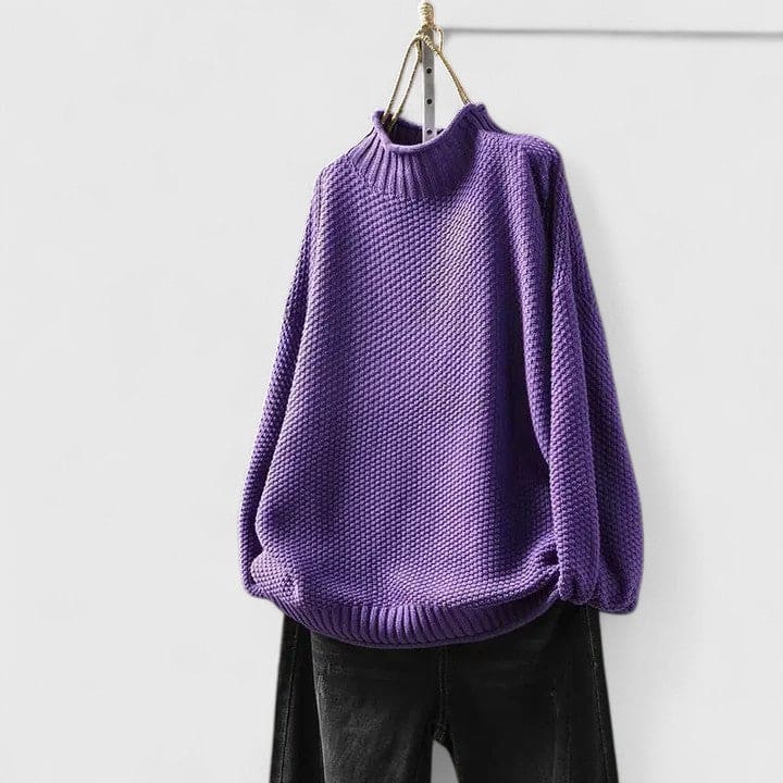 Vera | Sofistikeret Strikket Sweater Med Højhals Og Struktureret Overflade