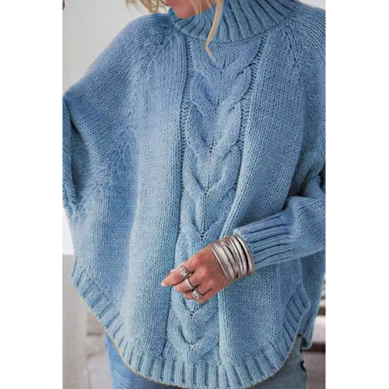 Cecilie | Strikket Pullover Med Snoninger Og Høj Hals