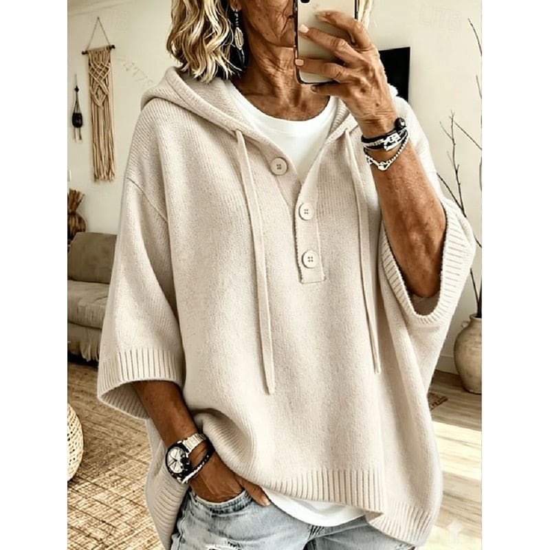 Pernille | strikket sweater med hætte og afslappet pasform