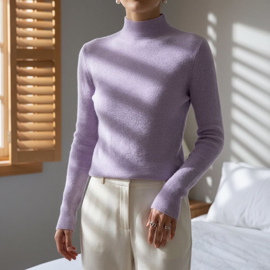 Nora | Strikket Sweater Med Høj Krave og Slank Pasform