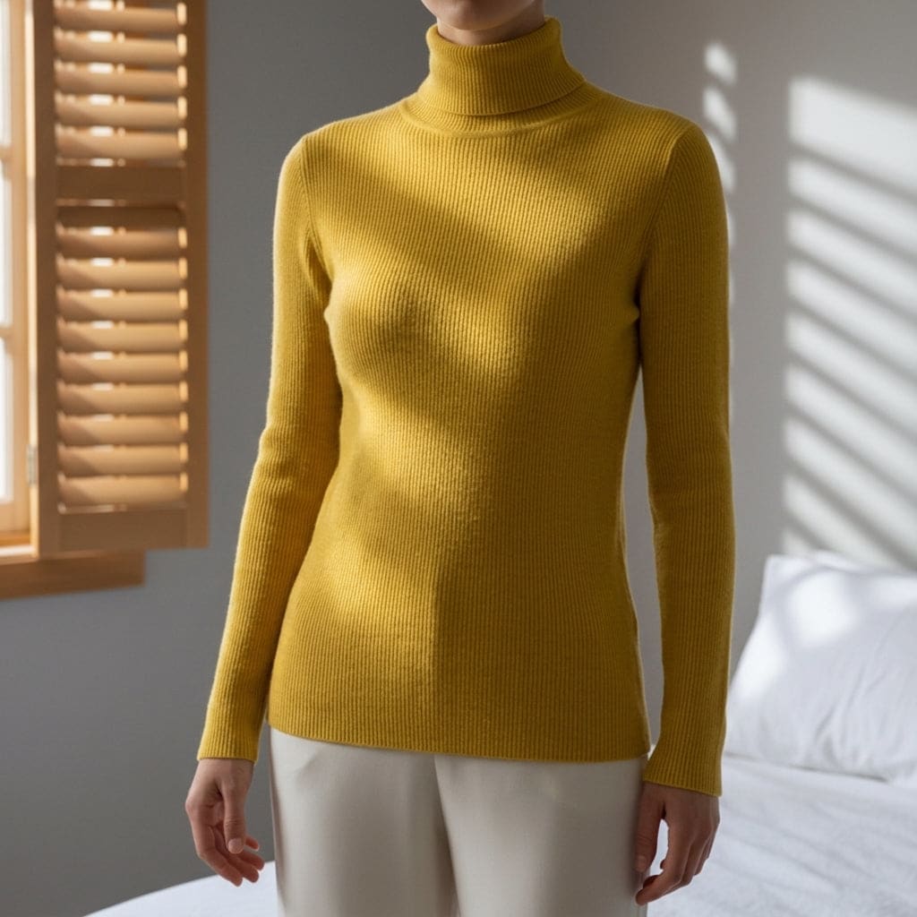 Nora | Strikket Sweater Med Høj Krave og Slank Pasform