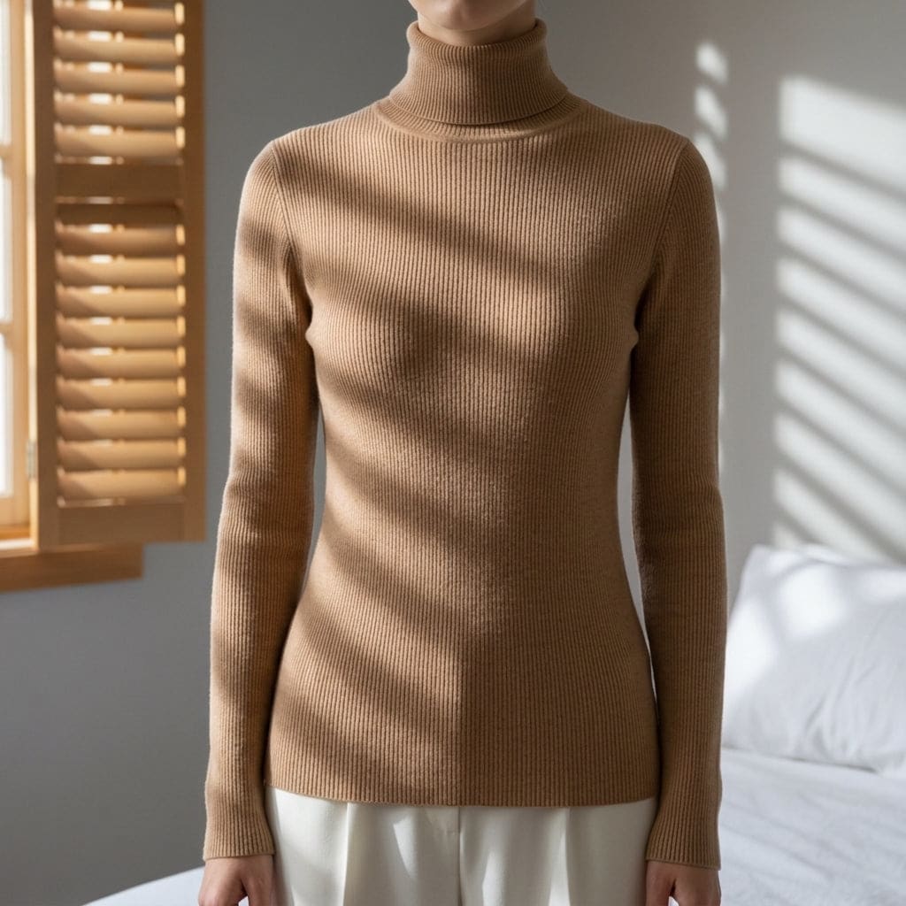 Nora | Strikket Sweater Med Høj Krave og Slank Pasform