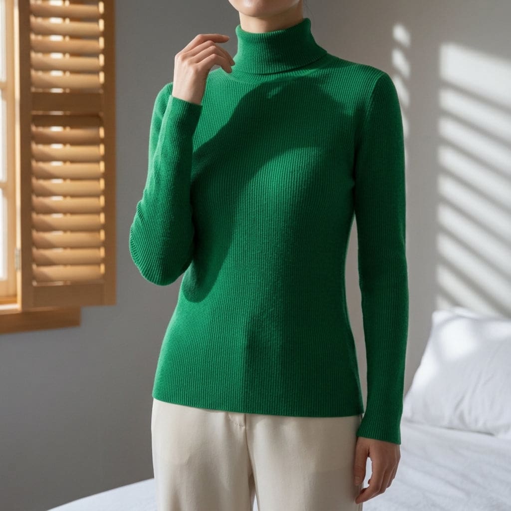 Nora | Strikket Sweater Med Høj Krave og Slank Pasform