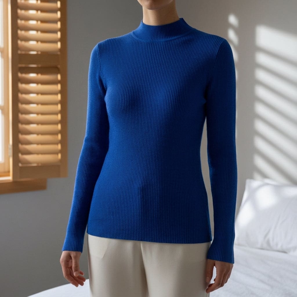 Nora | Strikket Sweater Med Høj Krave og Slank Pasform
