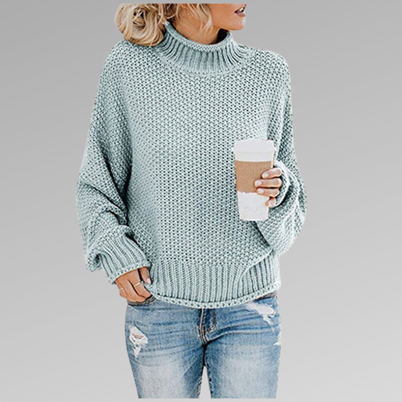 Ditte | Strikket Sweater Med Høj Hals Og Afslappet Pasform