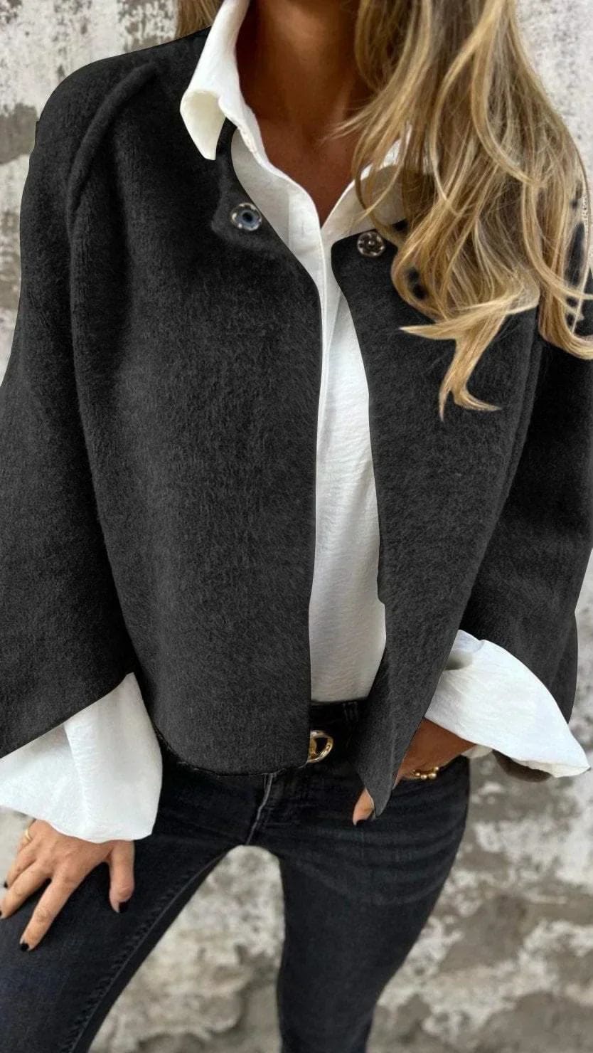Ulla | Strikket Sweater Med Kontrasterende Skjortekrave Og Knapper