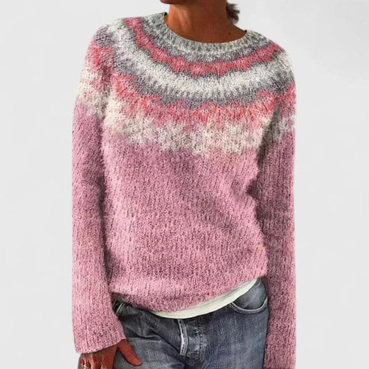 Agnes | Strikket Sweater Med Nordisk Mønster Og Rund Hals